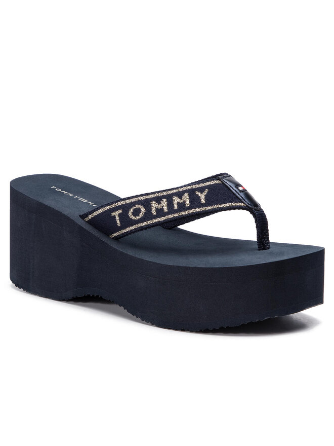 Tommy Hilfiger Zehentrenner Tommy Hilfiger Tommy Retro High Beach Sandal FW0FW03871 Dunkelblau
