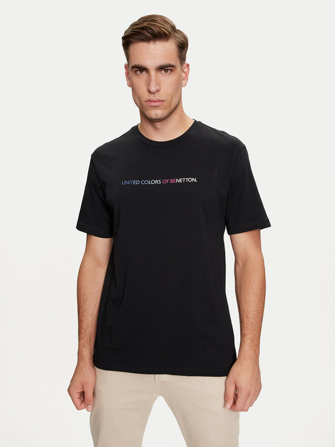 United Colors Of Benetton United Colors Of Benetton Marškinėliai 3I1XU1096 Juoda Regular Fit