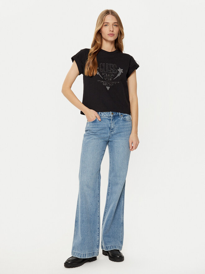 Guess Guess Marškinėliai W5RI06 I3Z14 Juoda Regular Fit