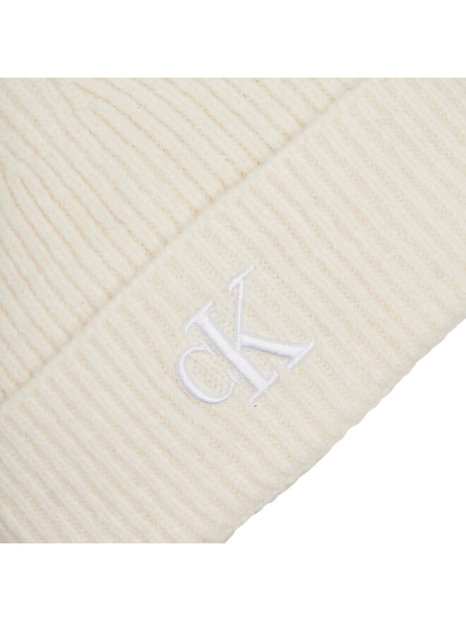 Calvin Klein Jeans Mütze Calvin Klein Jeans Thick Embroidery Beanie K60K612321 Écru