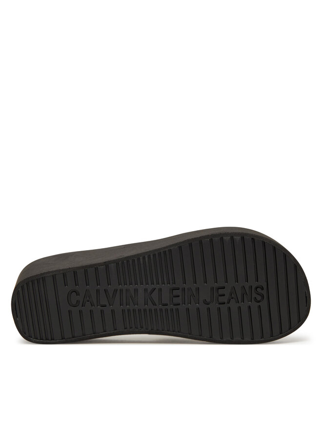 Calvin Klein Jeans Klapki Calvin Klein Jeans Beach Wedge Slide Canvas YW0YW01725 Czarny