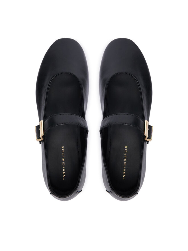 Tommy Hilfiger Ballerinas Tommy Hilfiger Buckle Leather Ballerina FW0FW09684 Schwarz