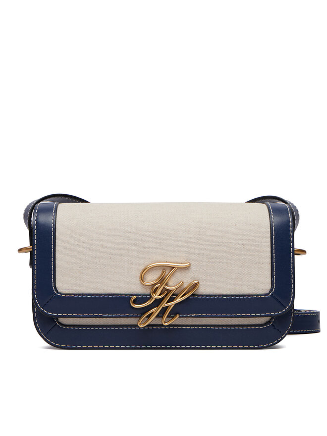 Tommy Hilfiger Handtasche Tommy Hilfiger Th Script Flap Crossover Canvas AW0AW18737 Creme