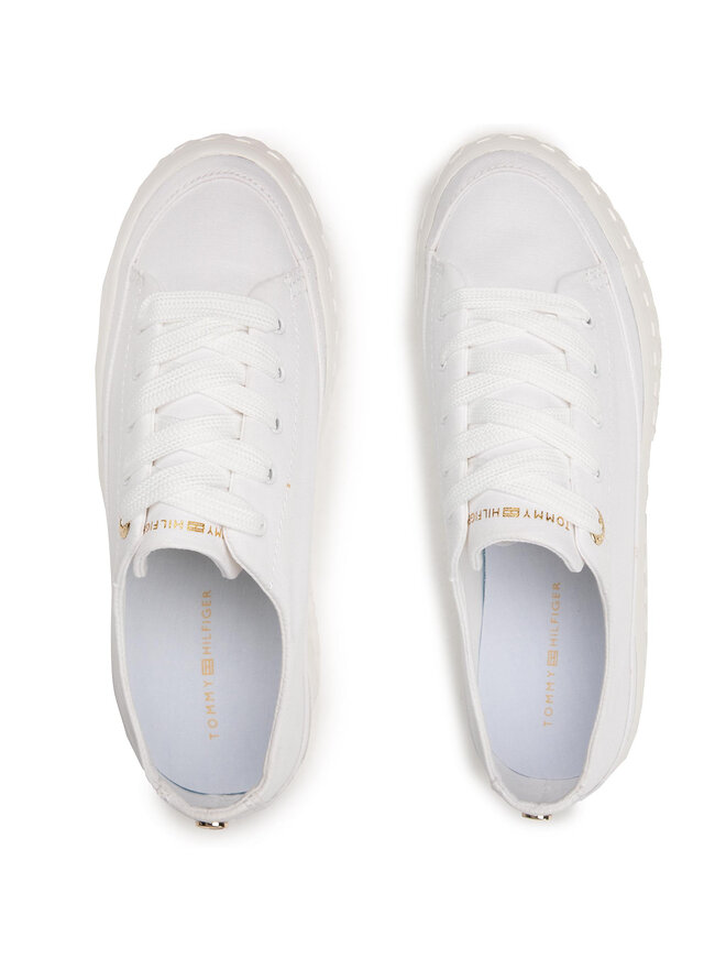 Tommy Hilfiger Sneakers aus Stoff Tommy Hilfiger Shiny Flatform Vulc Sneaker FW0FW05536 Weiß