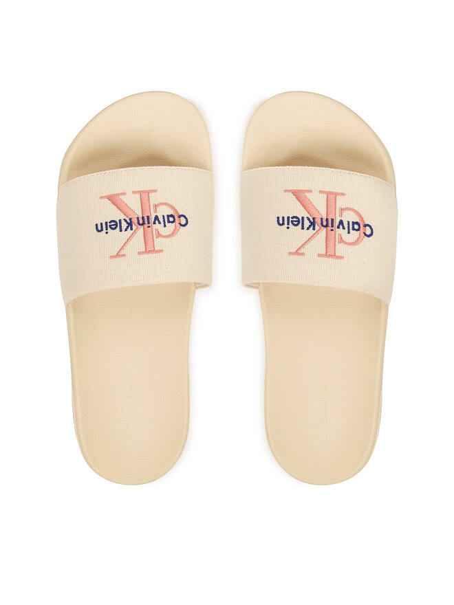 Calvin Klein Pantoletten Calvin Klein Ess Slide Cv HW0HW02958 Beige