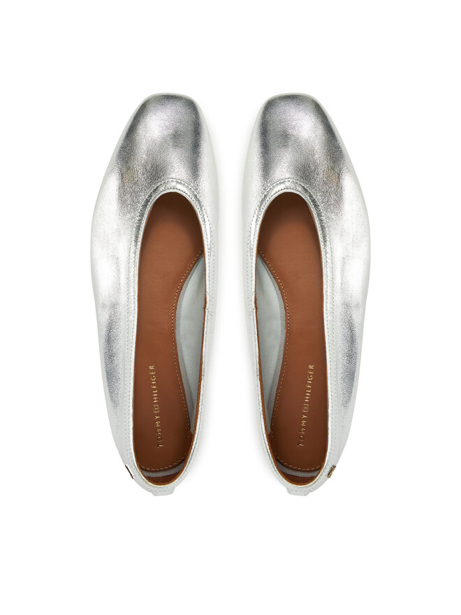 Tommy Hilfiger Ballerine Tommy Hilfiger Soft Metal Lthr Ballerina No Bow FW0FW08601 Argento
