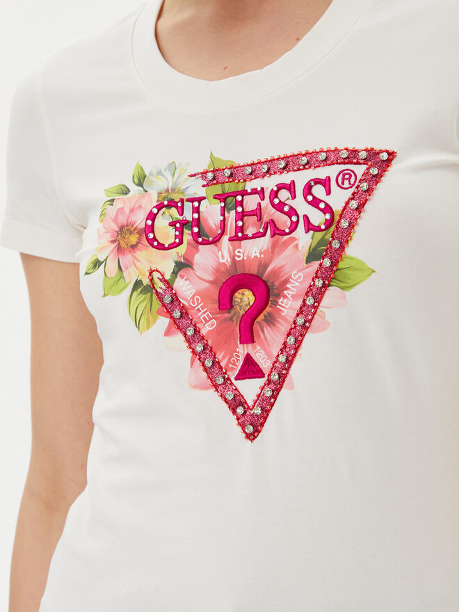 Guess Guess Marškinėliai W5GI10 J1314 Balta Slim Fit