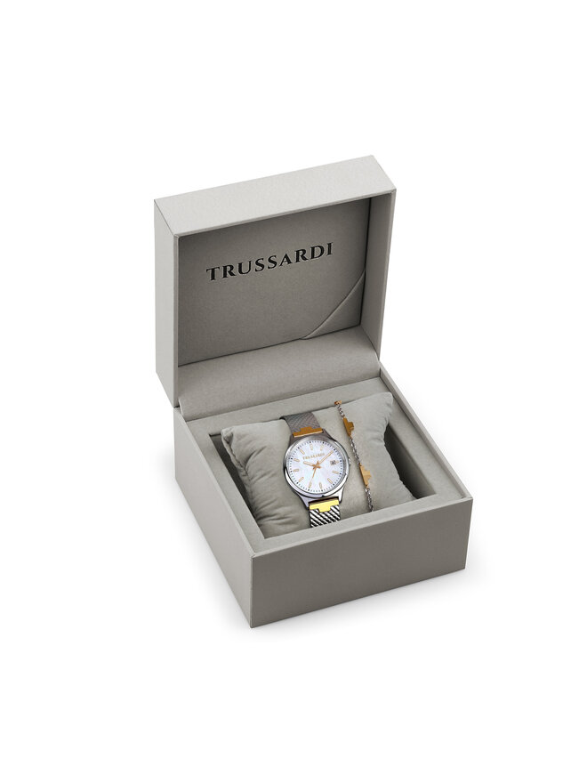 Trussardi Zestaw zegarek i bransoletka Trussardi R2453170503 Srebrny