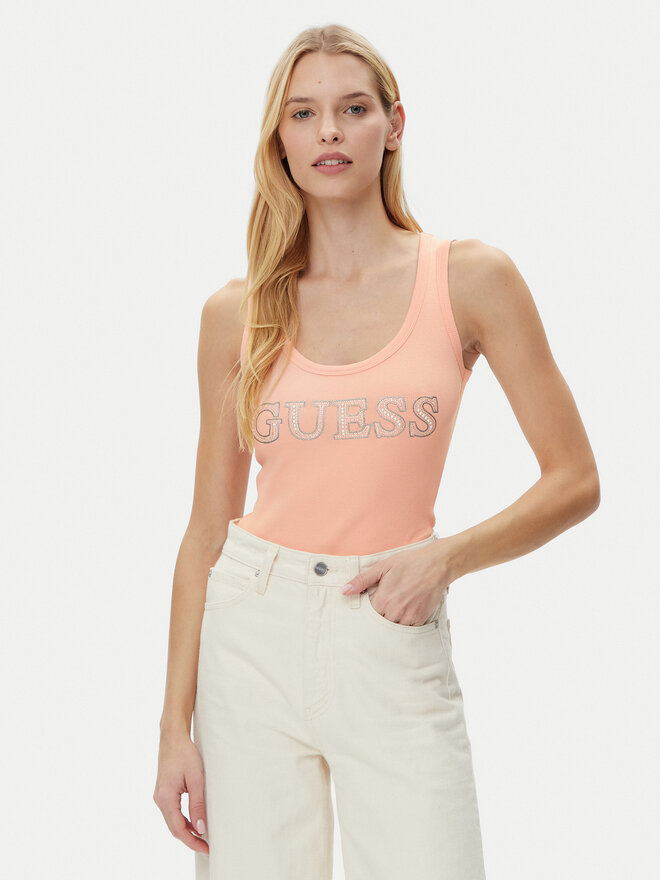 Guess Guess Marškinėliai W5GP29 KA0H1 Smėlio Regular Fit