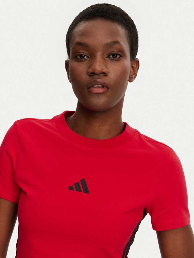 adidas adidas Футболка Essentials 3-Stripes JE1242 Червоний Slim Fit
