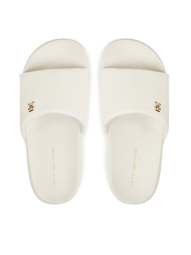 Tommy Hilfiger Klapki Tommy Hilfiger Platform Monogram Poolslide FW0FW08526 Biały