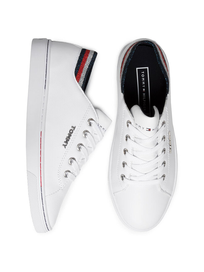 Sneakers Tommy Hilfiger Glitter Detail City Sneaker FW0FW04705 Blanc chaussures