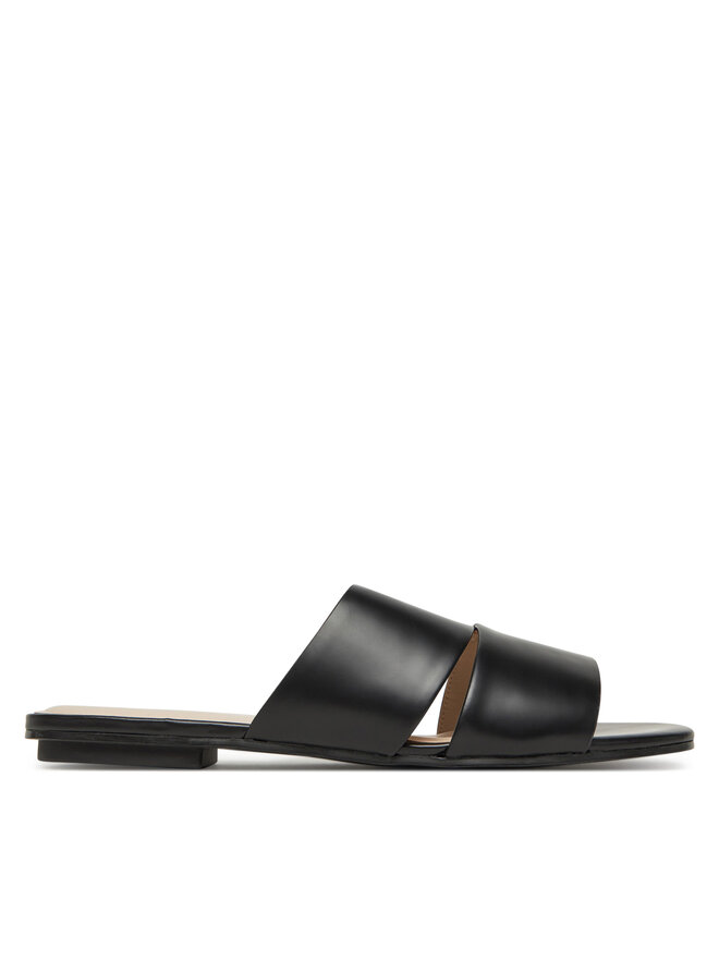 Calvin Klein Pantoletten Calvin Klein Flat Slide - Lth 2 Straps HW0HW02365 Schwarz