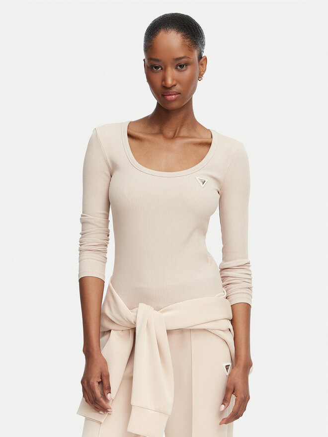 Guess Guess Bluse V4BP07 K8RT2 Beige Slim Fit