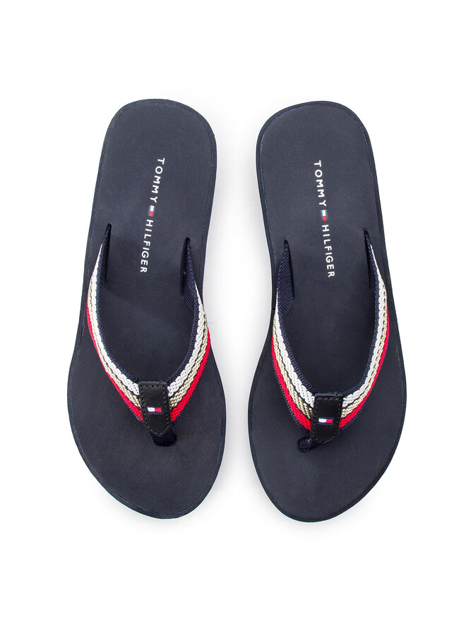 Tommy Hilfiger Zehentrenner Tommy Hilfiger Iconic Wedge Beach Sandal FW0FW03866 Dunkelblau