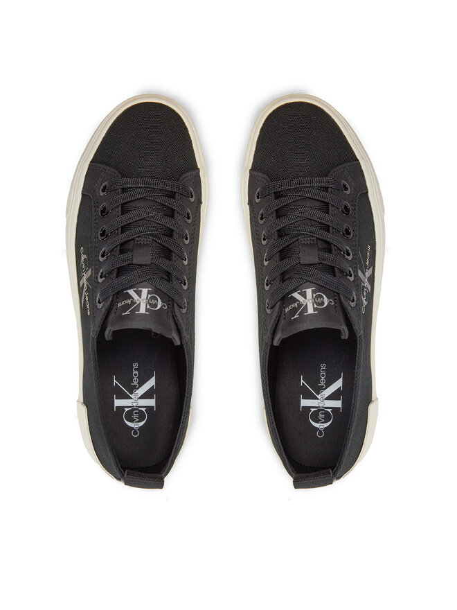 Calvin Klein Jeans Tenis superge Calvin Klein Jeans Bold Vulc Flatf Low Lace Mix Mtl YW0YW01465 Črna