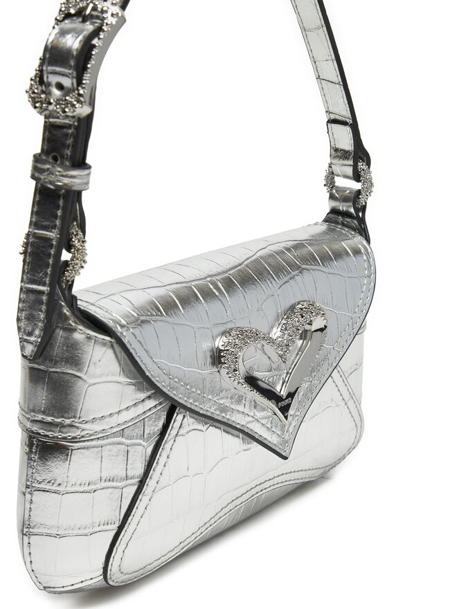 PINKO Ročna torba PINKO 520 Shoulder Baby Fl AI 24-25 PLTT 103764 A1W5 Srebrna