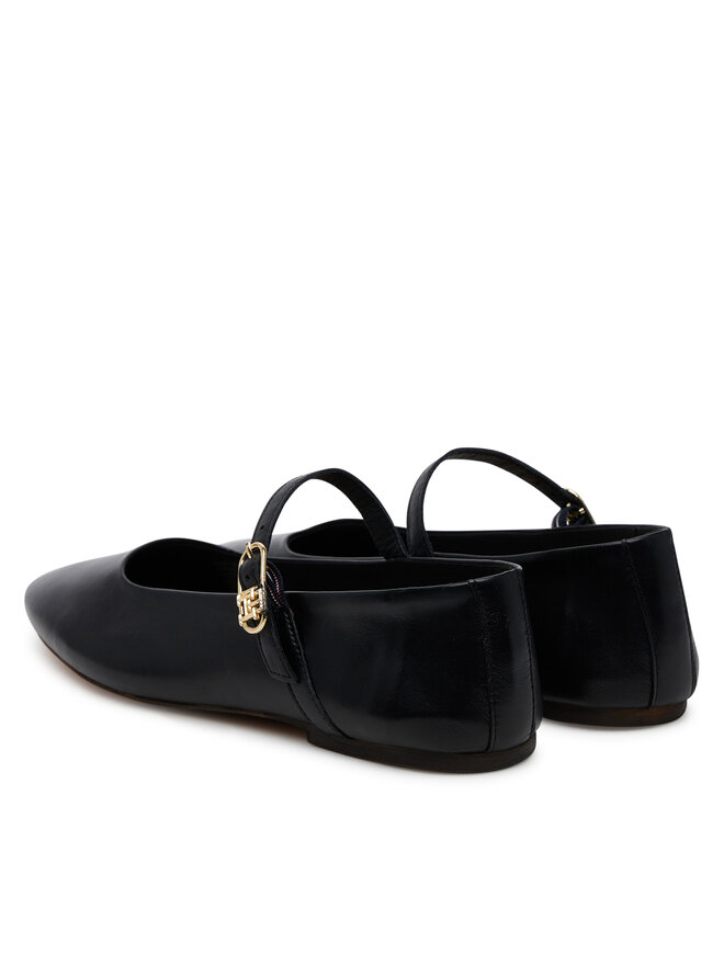 Tommy Hilfiger Baleriny Tommy Hilfiger Leather Maryjane Ballerina FW0FW08651 Czarny