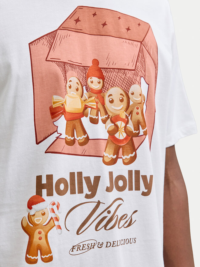 Jack & Jones Jack & Jones Футболка Holiday Cartoon 12287550 Білий Relaxed Fit