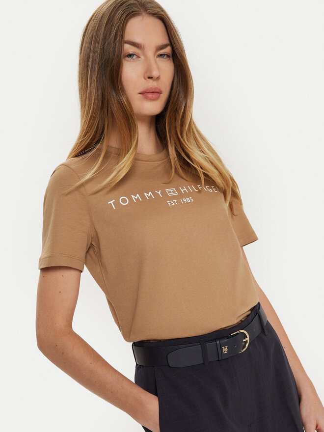 Tommy Hilfiger Tommy Hilfiger Marškinėliai WW0WW40276 Smėlio Regular Fit