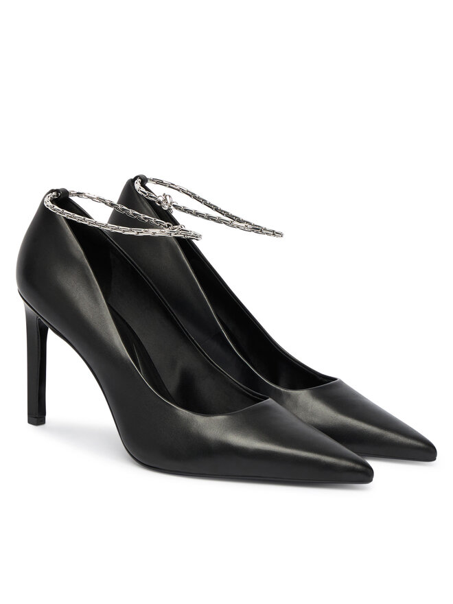 Calvin Klein Обувки на ток Calvin Klein Ess Stiletto Hdw Chain Lth 90 HW0HW02718 Черен