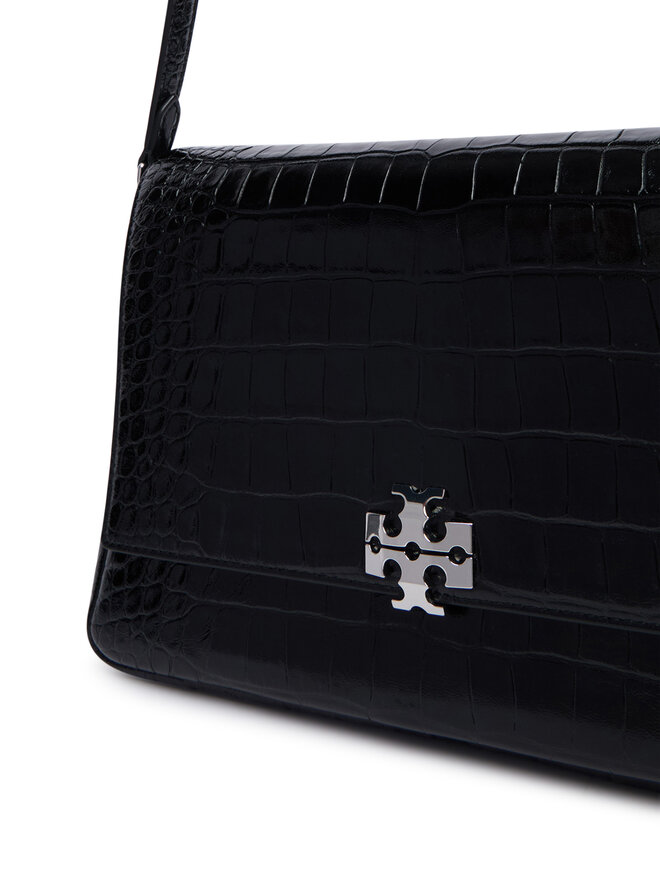 Tory Burch Handtasche Tory Burch Charlie Embossed Croc Shoulder Bag 183354 Schwarz