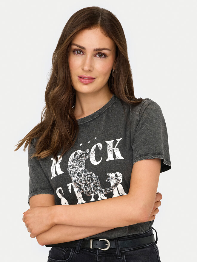 ONLY ONLY Marškinėliai Lucy 15346786 Pilka Regular Fit