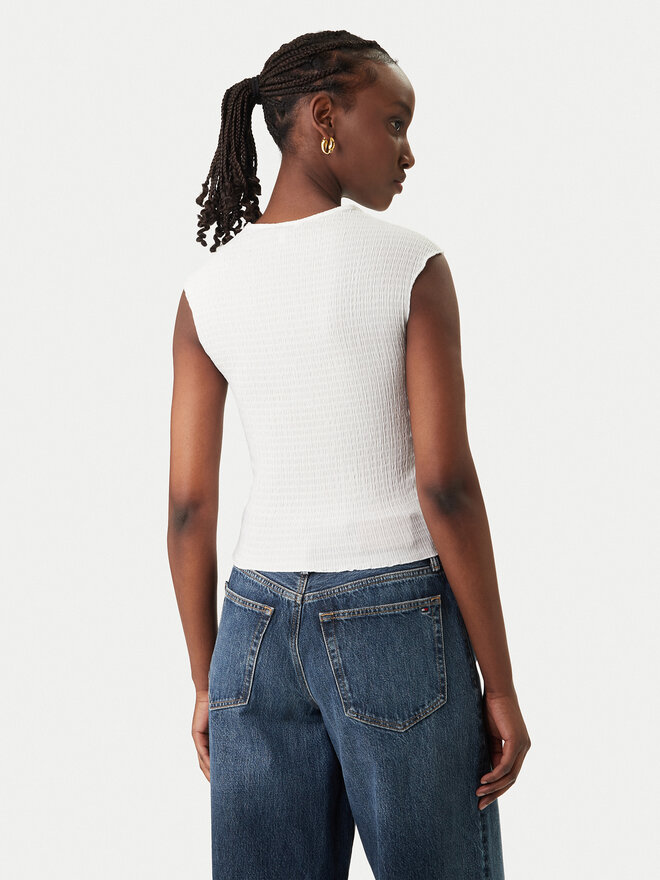 Tommy Jeans Tommy Jeans Top Smock Seersucker DW0DW22220 Weiß Slim Fit