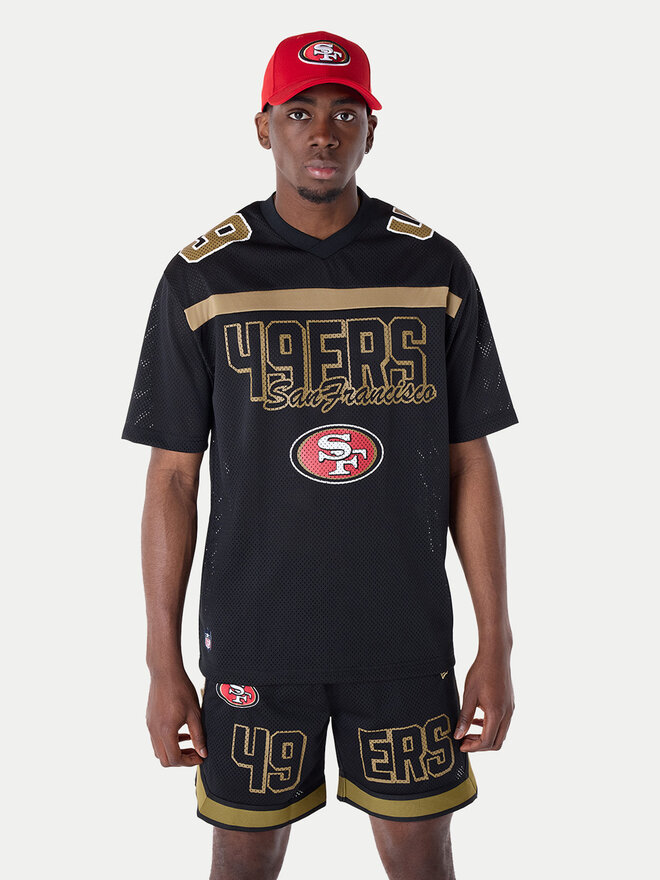 New Era New Era Marškinėliai Saf49E Mesh Graphic Jersey 60596390 Juoda Regular Fit
