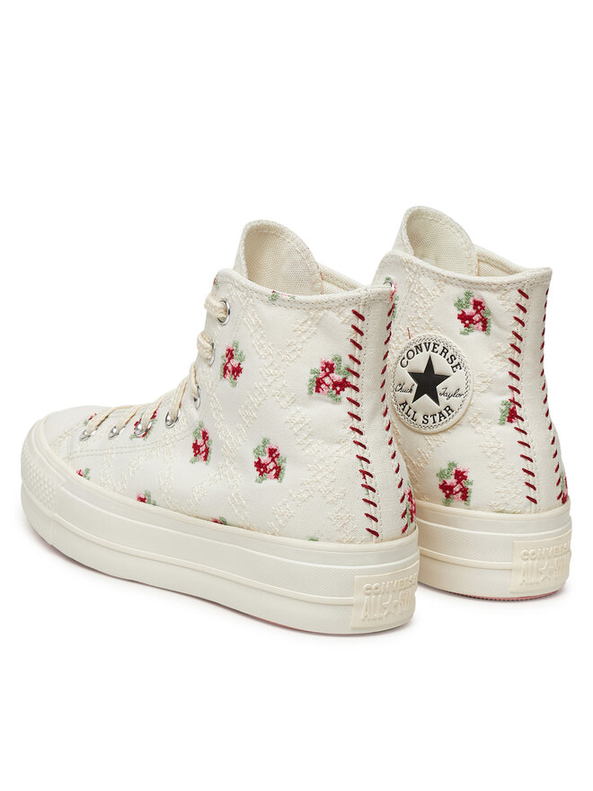 Converse Trampki Converse Chuck Taylor All Star Lift Platform Rose Cross Stitch A13659C Biały