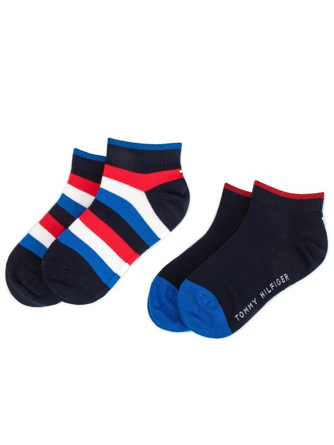 Tommy Hilfiger Sada 2 párů dětských vysokých ponožek Tommy Hilfiger 354010001 Tmavomodrá