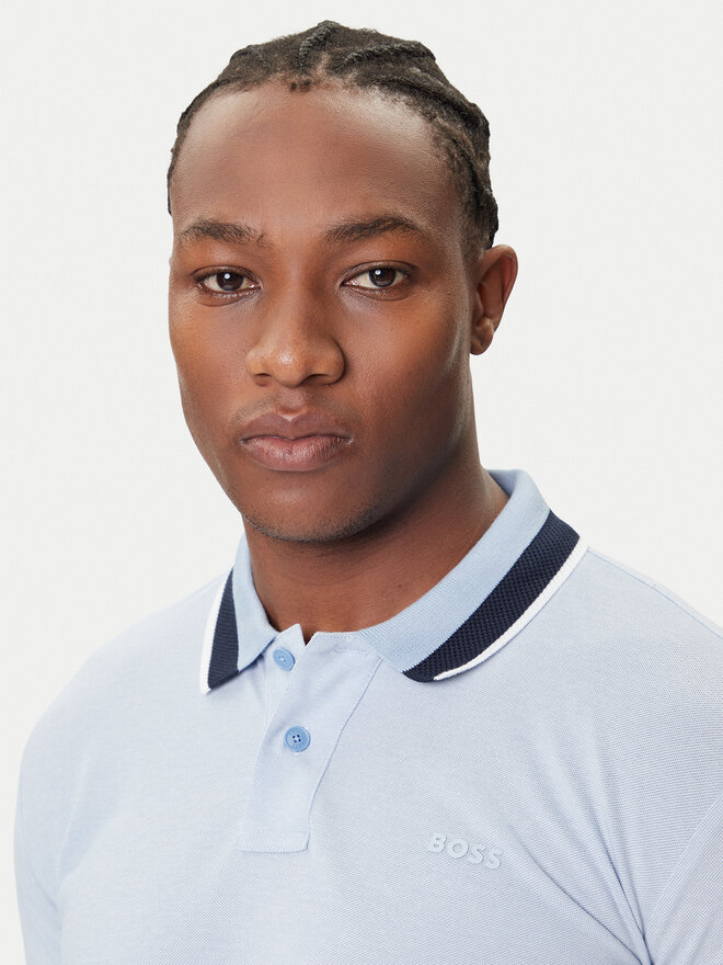 BOSS BOSS Polo Peoxfordlong_1 50544845 Celeste Regular Fit