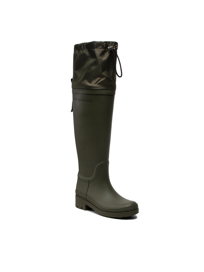 Tommy Hilfiger Γαλότσες Tommy Hilfiger Overknee Rainboot FW0FW06778 Χακί