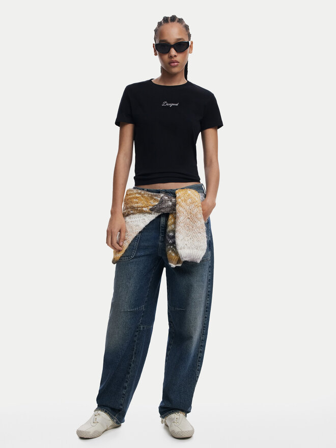 Desigual Desigual Marškinėliai 25SWTK15 Juoda Regular Fit