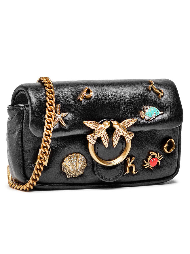 Cocoページ　Pin for love M,I Mini Love Bag One ze skóry z kolorową lamówką Pinko -&gt