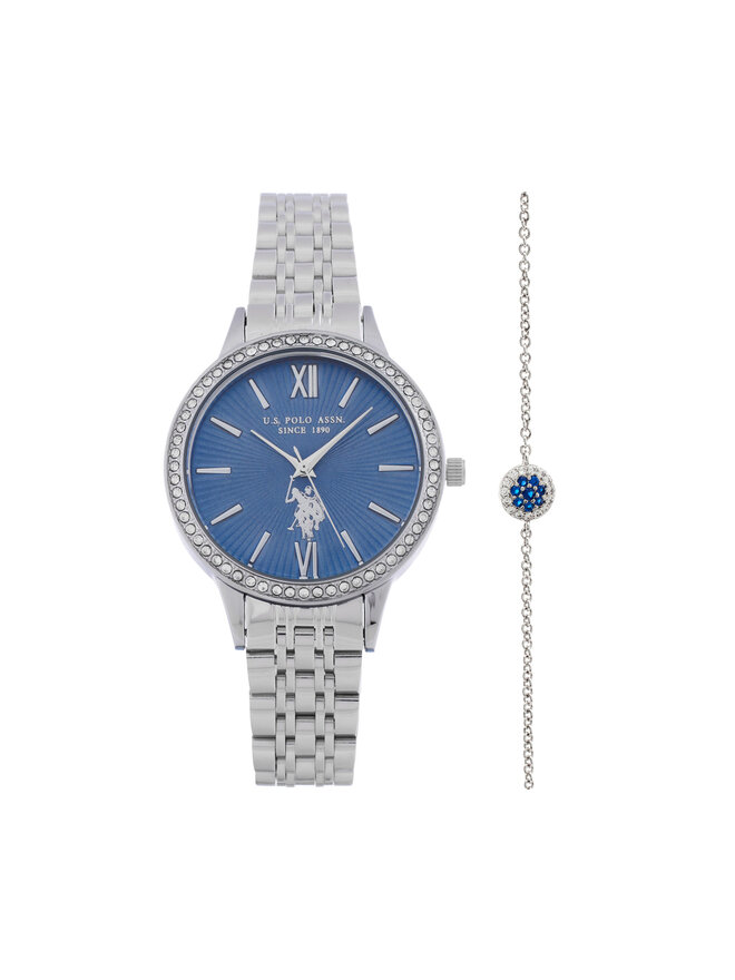 U.S. Polo Assn. Conjunto de reloj y pulsera U.S. Polo Assn. Faith USP6392TW Plata