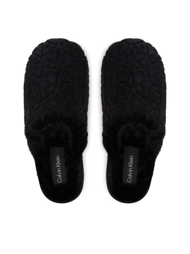 Calvin Klein Hausschuhe Calvin Klein Home Slipper Fur Aop HW0HW03218 Schwarz