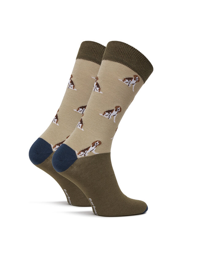 Barbour Набір 3 пар високих чоловічих шкарпеток Barbour Beagle Dog MGS0070BE31 Бежевий