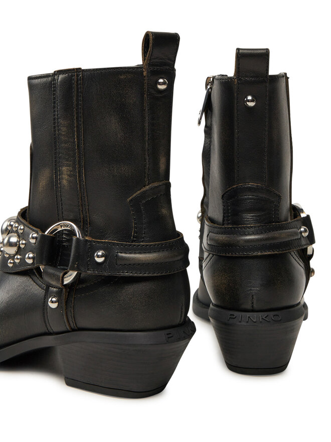 PINKO Kovbojská obuv PINKO Tex 07 SD0195P056 Černá