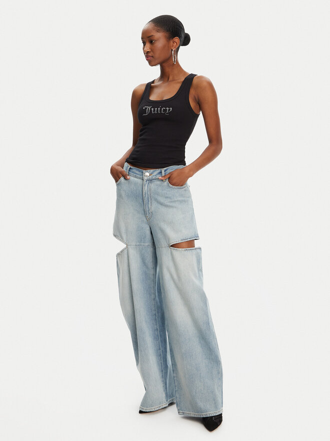 Juicy Couture Juicy Couture Топ Racer JCWLV125305 Чорний Slim Fit
