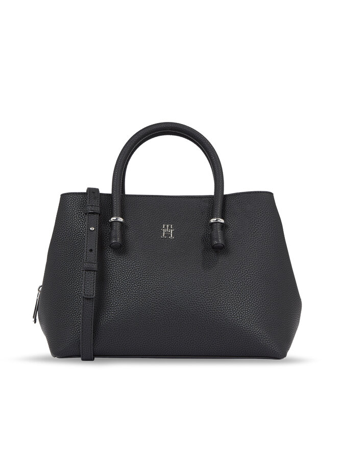 Tommy Hilfiger Handtasche Tommy Hilfiger Th Emblem Satchel AW0AW15224 Schwarz