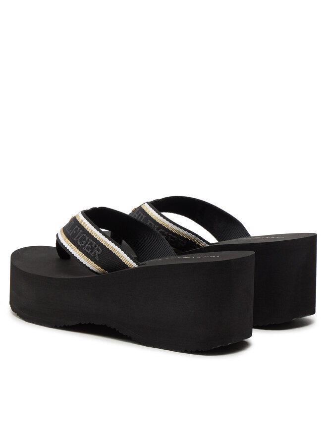 Tommy Hilfiger Zehentrenner Tommy Hilfiger Im Platform Beach Sandal FW0FW08236 Schwarz