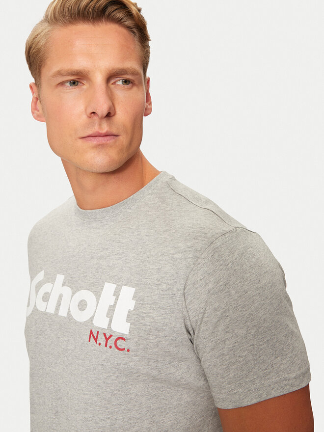 SCHOTT N.Y.C. SCHOTT N.Y.C. Marškinėliai TSLOGO Pilka Regular Fit