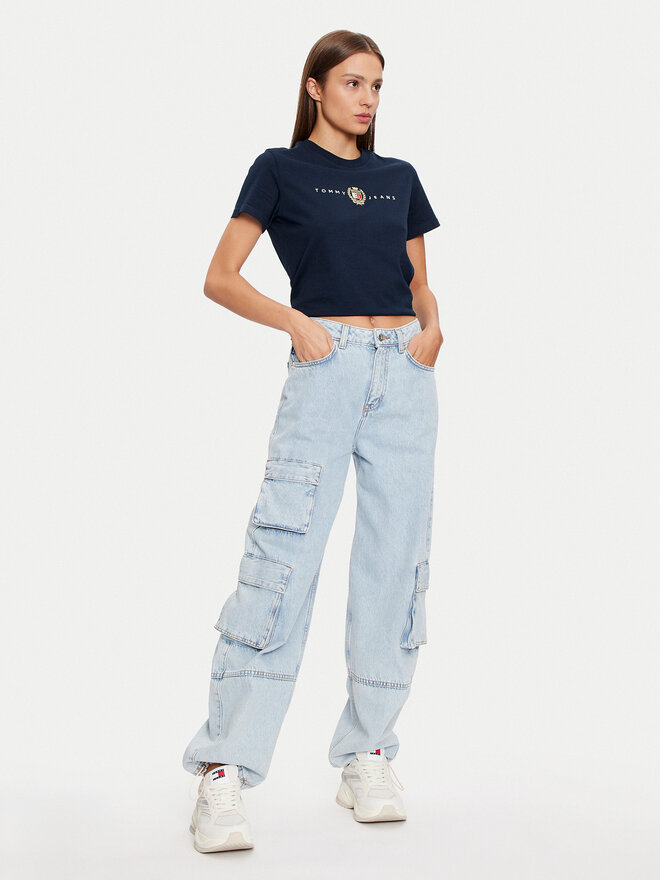 Tommy Jeans Tommy Jeans Marškinėliai Crest Linear DW0DW18795 Tamsiai mėlyna Regular Fit