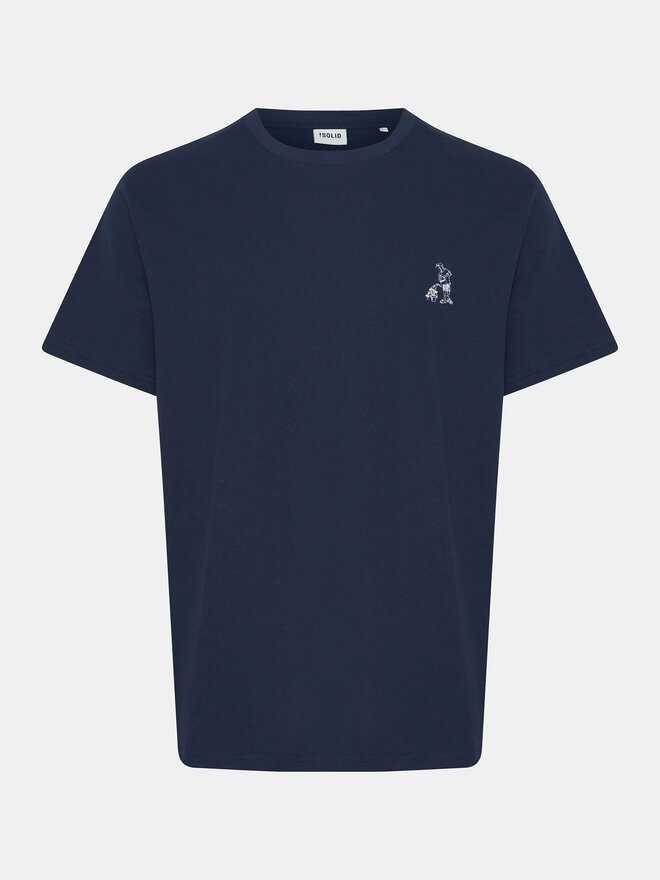 Solid Solid T-Shirt Ilias 21108139 Dunkelblau Regular Fit
