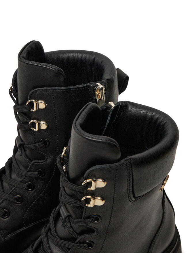 Tommy Hilfiger Turistická obuv Tommy Hilfiger Lace-Up Biker Leather FW0FW08167 Černá