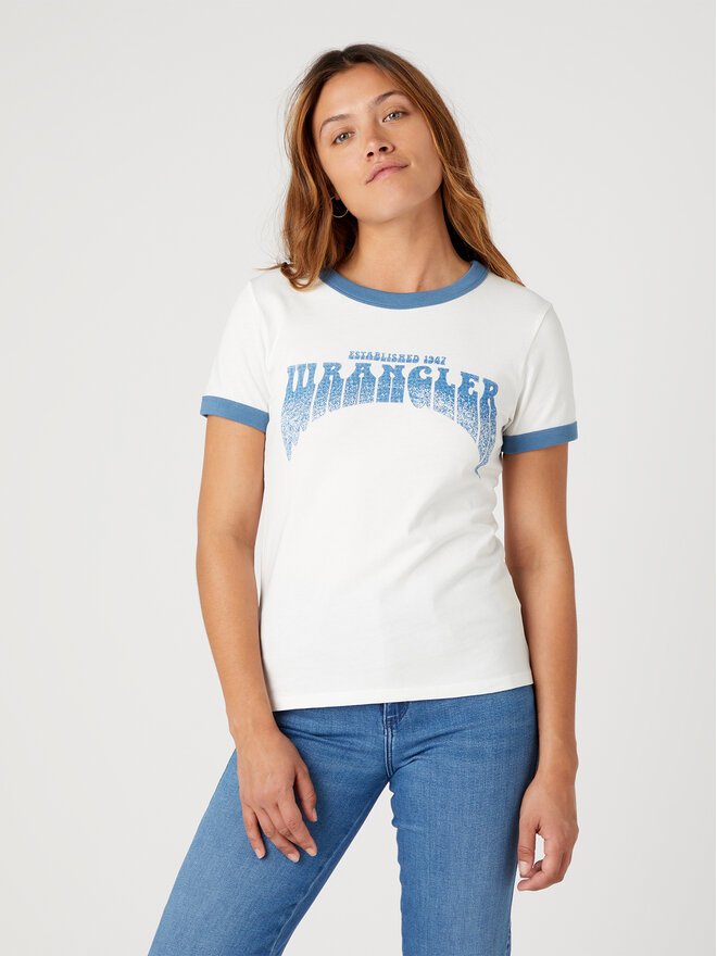 Wrangler Wrangler Marškinėliai Ringer W7N0EEW02 112331996 112331996 Balta Regular Fit