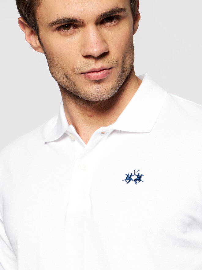 La Martina La Martina Polo marškinėliai BPMP01 PK031 Balta Regular Fit