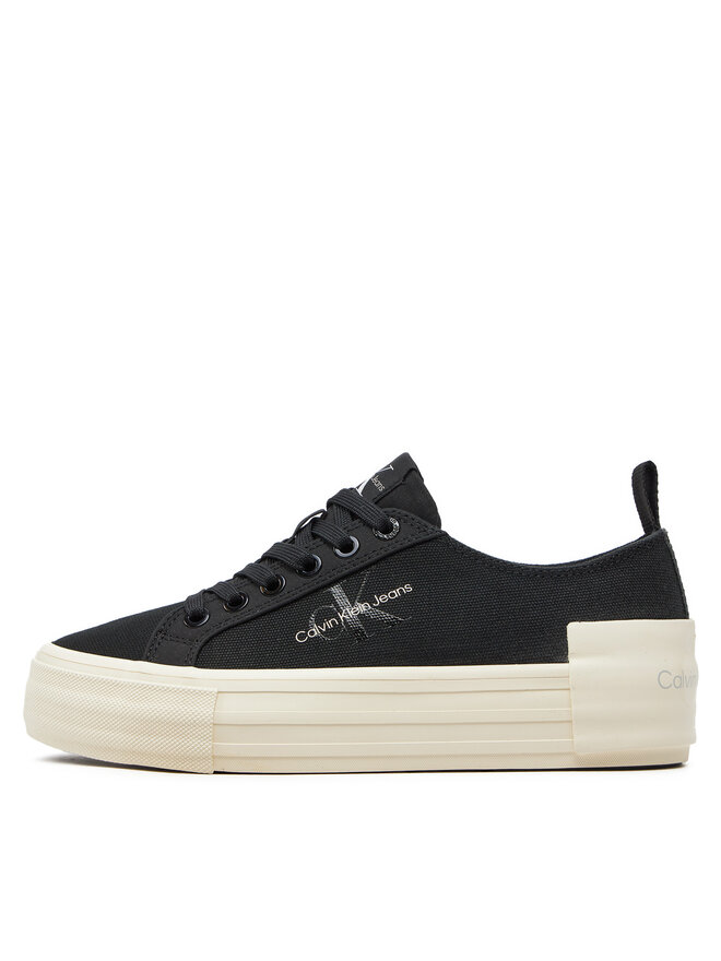 Calvin Klein Jeans Tenisice Calvin Klein Jeans Bold Vulc Flatf Low Lace Mix Mtl YW0YW01465 Crna
