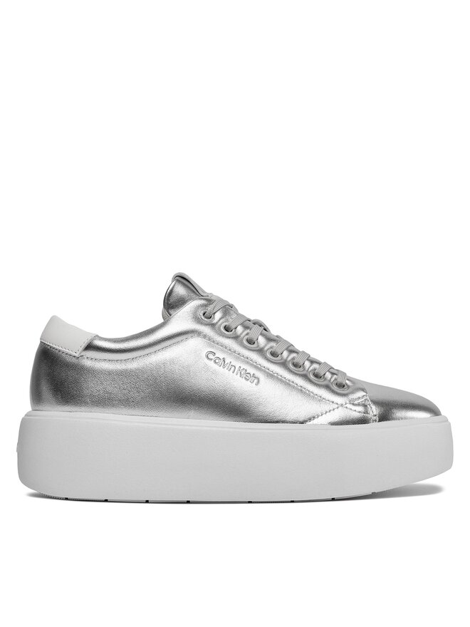 Calvin Klein Sneakersy Calvin Klein Bubble Cupsole Lace Up Metallic HW0HW02008 Srebrny